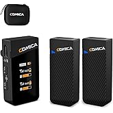 COMICA Vimo C2 Wireless Lavalier Microphone, 2.4G Dual Transmitter Noise Cancellation, 8HR 656FT Wireless Mic for YouTube Video Recording Online Class Live-Stream Vlog on Camera Smartphone PC