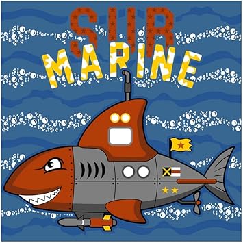 Amazon Com Shark Submarine Military Vinyl Boy Birthday 7x7ft