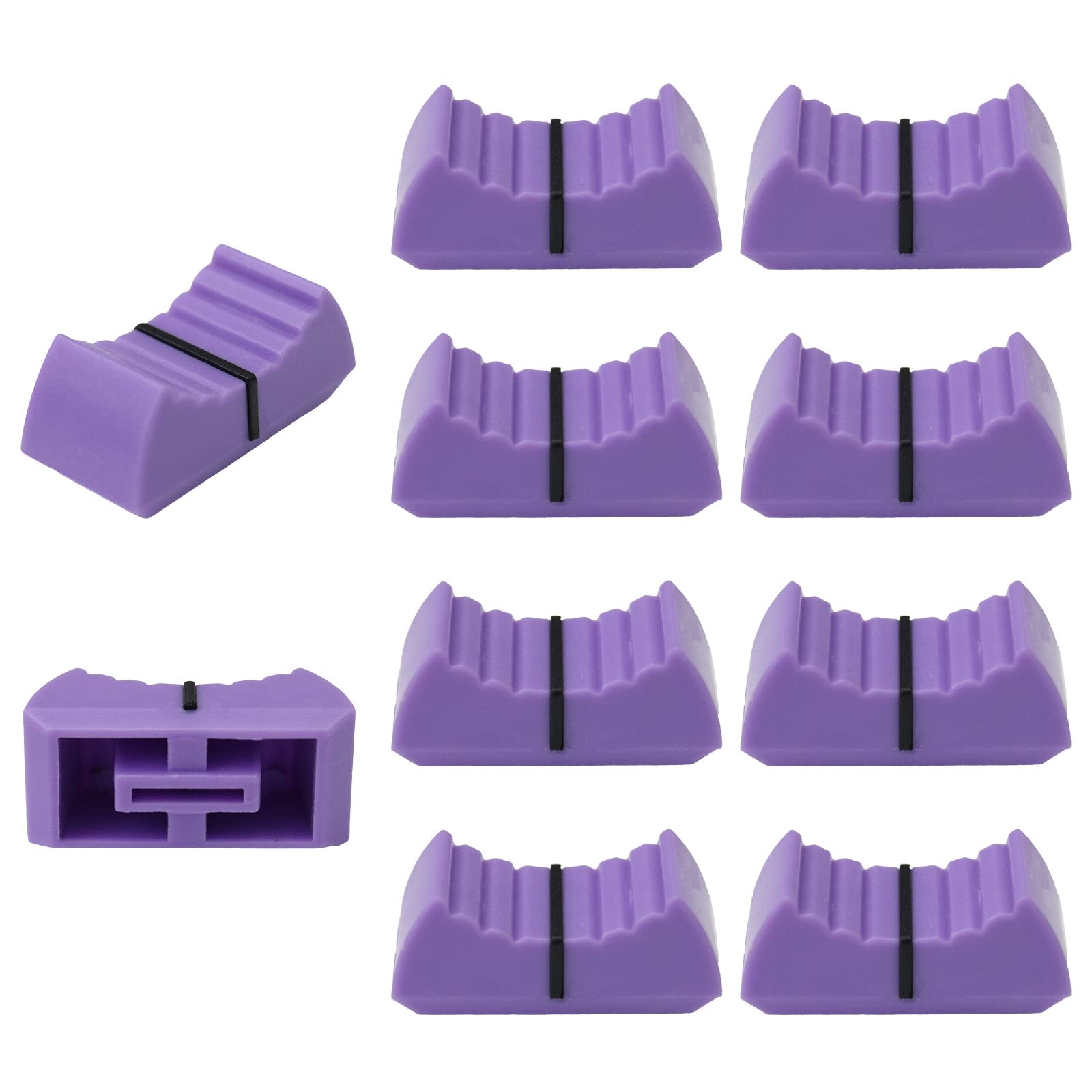8mm Hole Colour Body Linear Slider/Fader Caps Pack of 10 (Purple/Black)