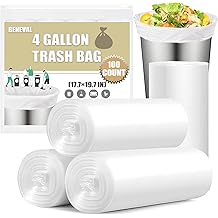 Small Trash Bags 4 Gallon - 100 Count 4 Gallon Trash Bag, Small Garbage Bags for Office Bedroom Bathroom Trash Bags, White 4