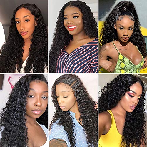 Lace-Front-Brazilian-Water-Curly-Wigs-Human-remy-Pre-Plucked-Glueless-Hair-Water-Curly-Wigs-For-Black-Women-Brazilian-Virgin-Human-Hair-Wig-Water-Wave-With-Baby-Hair-Natural-Hairline-18-Inch