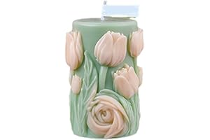 EVERELAM 3D Flower Tulip Peony Cylinder Silicone Wave Spiral Candle Mold - Silicone Resin Casting Molds for Candle & Resin & Soap Craft Supplies
