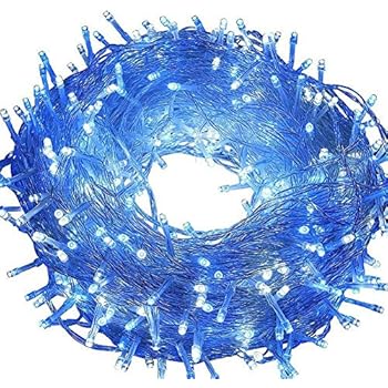Outdoor String Lights 66 Feet/200 LED Decor, Multiple Flash Modes for Christmas, Party, Wedding, Bedroom, Outdoor Garden and Indoor Decoration, Controllable (Blue)