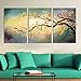 ARTLAND Modern 100% Hand Painted Flower Oil Painting on Canvas Yellow Plum Blossom 3-Piece Gallery-Wrapped Framed Wall Art Ready to Hang for Living Room for Wall Decor Home Decoration 24x48inches