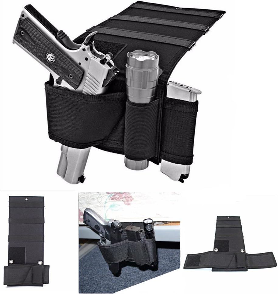 Amazon Com Bed Mattress Gun Holder Car Seat Pistol Gun Holster Adjustable Under Mattress Bedside Pistol Gun Holster Car Seat Desk Closet Gun Handgun Holster With Flashlight Loop Magazine Holder
