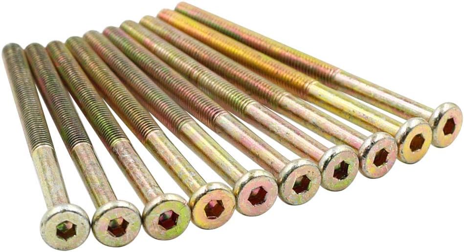 Mecion 10 Pcs Crib Screws M6 x 85mm Zinc Plated Hex Socket