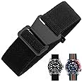Danxancy French Troops Paratrooper Watchband,Military Elastic Nylon Watch Strap with Hook-and-Loop for Men Women Silver & Black Buckle 18/20/22mm