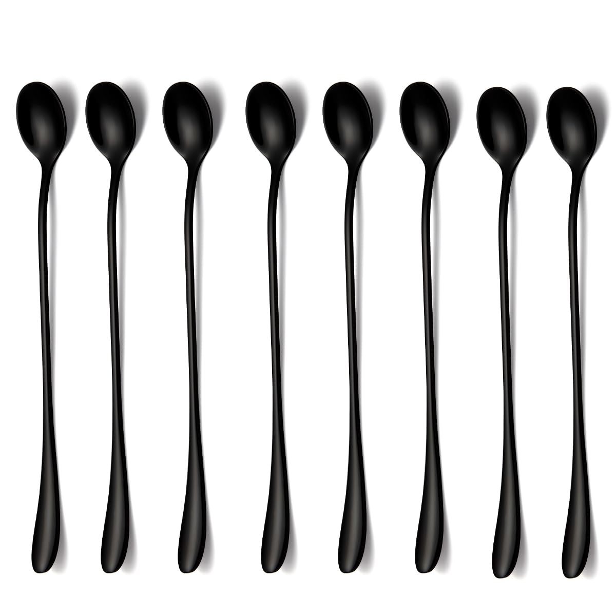 Photo 1 of 8 PCS black ice tea spoon, Long Handle Ice Cream Spoon, Coffee Spoon, Stainless Steel Cocktail Stirring Spoons, 7.7 Inch Black