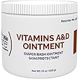 Dynarex Vitamins A & D Ointment, Ointment with Vitamin A and Vitamin D Skin Protectant, for Diaper Rash and Discomfort, White, 15 oz Jar