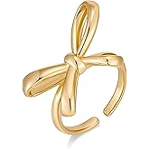 NEPULOY Sliver/Gold Bow Ring for Women Dainty Open Adjustable Ring Trendy Promise Rings for Women…