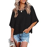 Womens Summer Casual Half Sleeve T Shirts Loose Cute Flowy Babydoll Tops Oversized Boho Tees