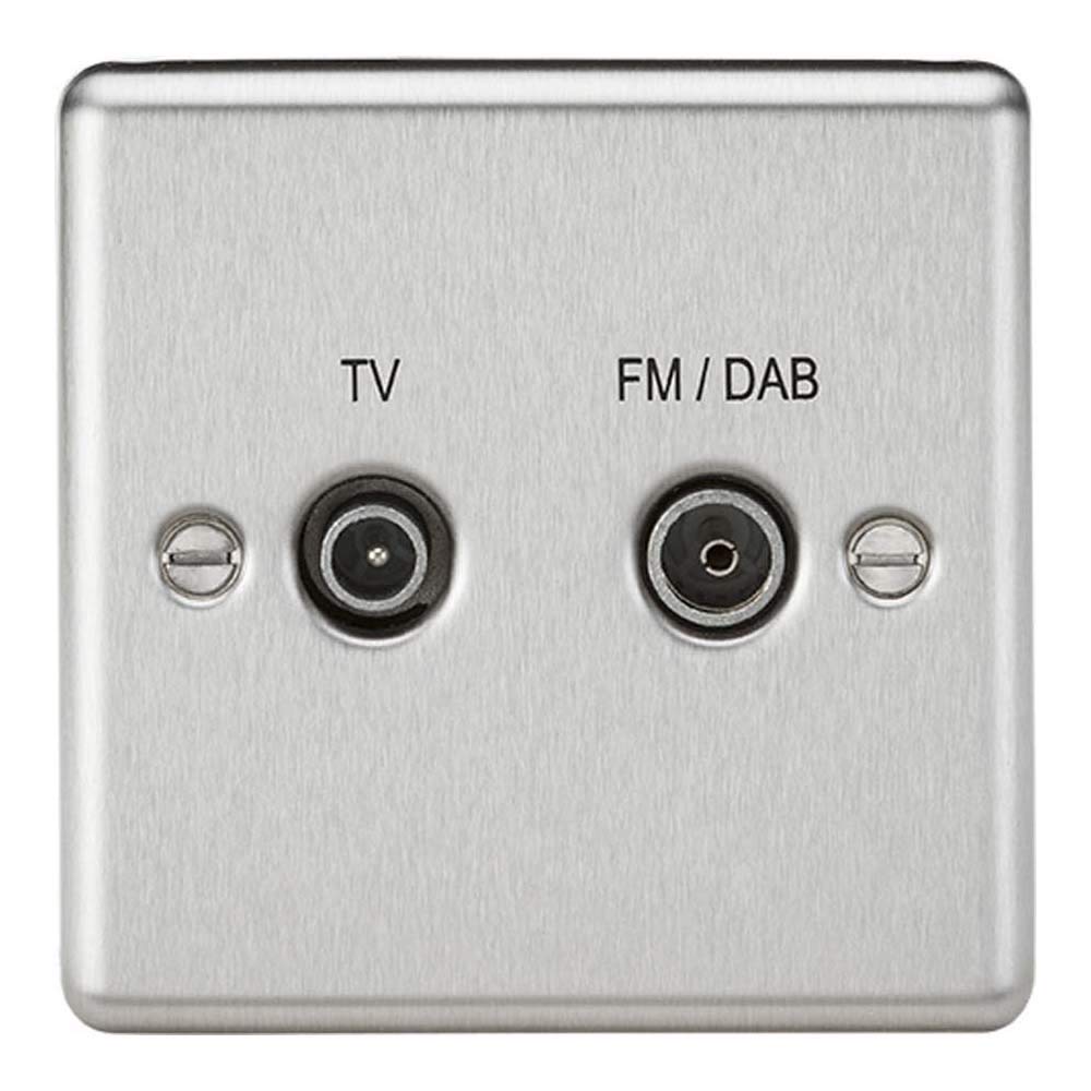 Knightsbridge CL016BC Diplex TV & FM Dab Outlet, Rounded Edge Brushed Chrome
