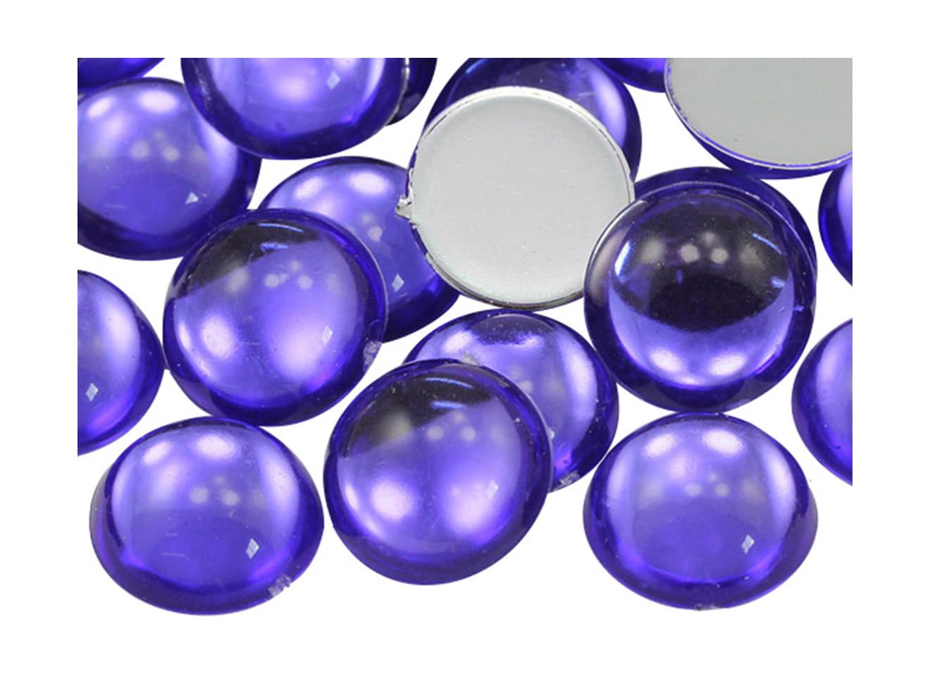 18mm Violet .VT Round Flat Back Acrylic Cabochons Plastic Gems for Crafts Costume Embelishments Card Making Jewels Jewelry Making Cosplay Jewels - 30 Pieces — image 1