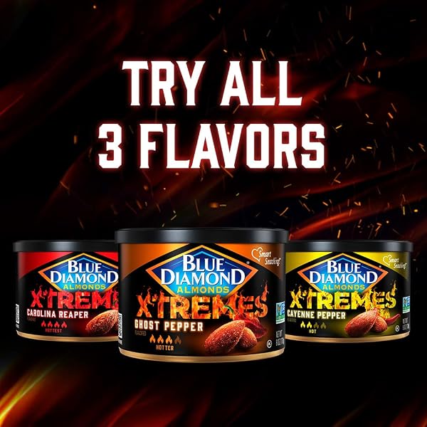 BLUE DIAMOND ALMONDS XTREMES GHOST PEPPER FLAVORED SNACK NUTS, 6 OZ RESEALABLE CANS (PACK OF 1)