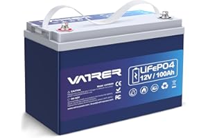 VATRER POWER 12V 100AH Low Temp Cutoff LiFePO4 Deep Cycle Battery with 1280W, Built-in 100A BMS, 5000+ Cycles Rechargeable Lithium Battery, Perfect for RV/Camper, Marine, Solar, and Off-Grid Applications