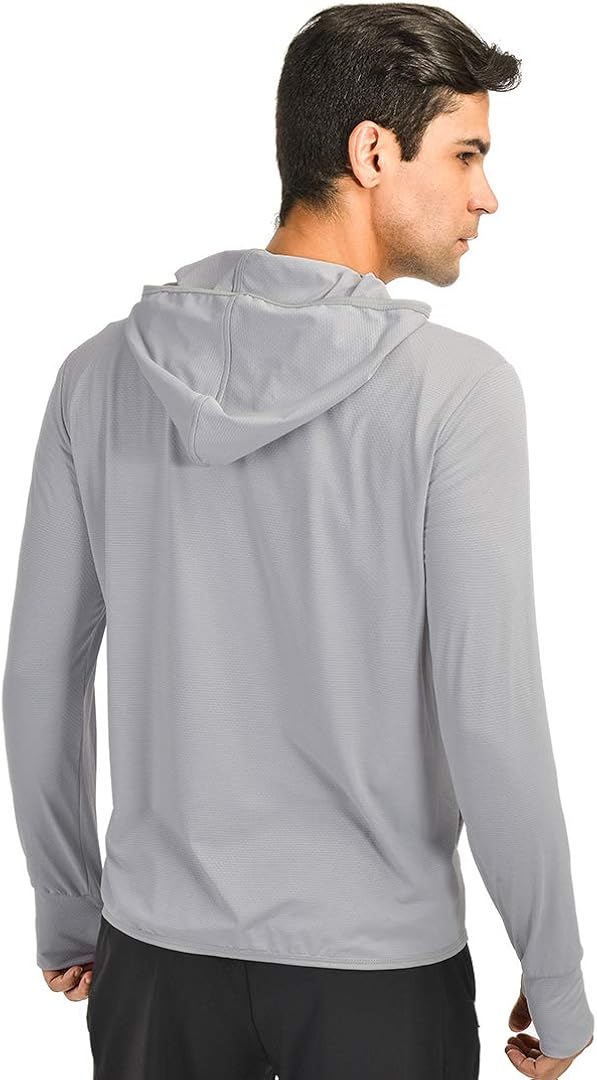 qualidyne Men’s UV Sun Protection Hoodie Zip-up Long Sleeve Hiking Jacket Outdoor UPF 50+ Performance Running Fishing Shirt: Clothing