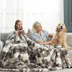 Cozy Bliss Faux Fur Throw Blanket for Couch, Fuzzy