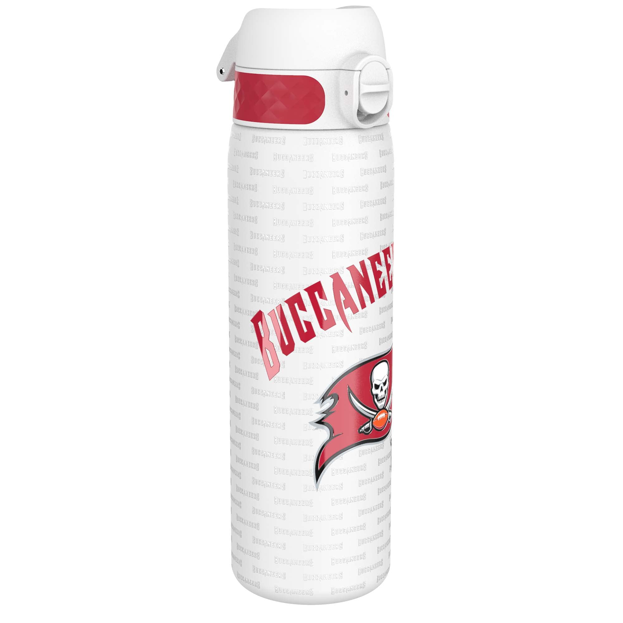 Ion8 NFL Tampa Bay Buccaneers Lightweight Steel Water Bottle, 600 ml/20 oz, Non-Insulated, Leak Proof, Easy to Open, Secure Lock, Dishwasher Safe, Flip Cover, Fits Cup Holders, Metal Water Bottle — image 1