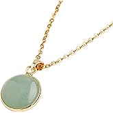 Real Jade Pendant Necklace with 14k Yellow Gold – Light Green Stone Genuine -Sage – Natural Rose Quartz Pink Crystal – Gold & Green Handmade Jewelry – Necklaces with Stone Charm – Lightweight – Dainty - Unique Gifts for Women – Birthday – Anniversary – Graduation – Teacher Appreciation Gift
