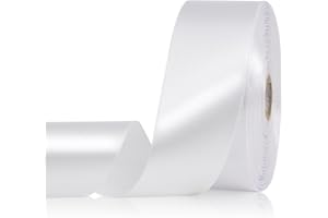 Sagaat White Ribbon 1-1/2 Inch 50 Yards, Solid Satin Ribbon for Flower Bouquet, Crafts, Gift Wrapping, Bridal Invitations, Hair, Festival and Party Decorations