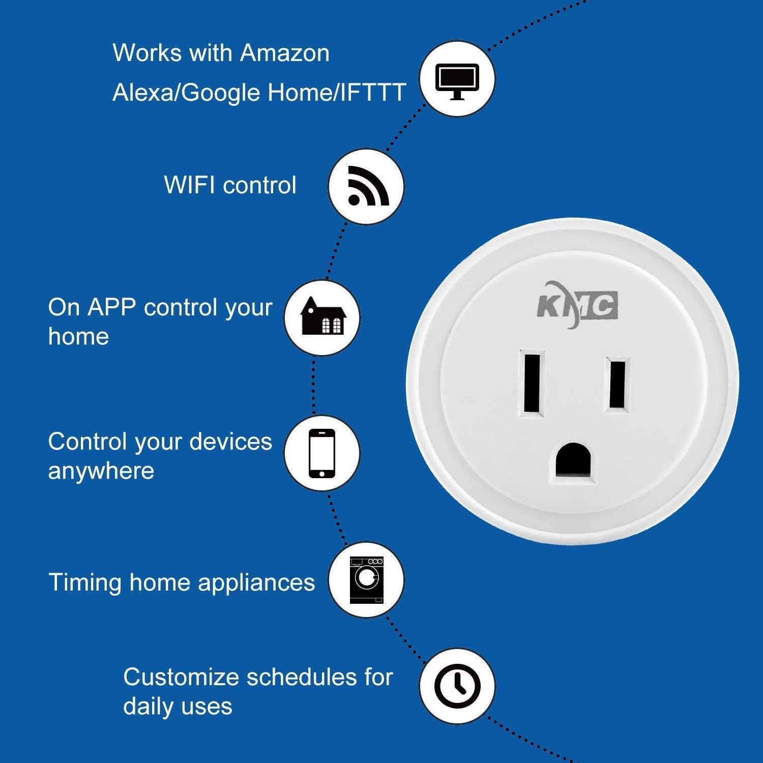 Smart Plug, KMC WIFI MiNi Outle Works with Alexa, Google Home & IFTTT, Smart Life, No Hub Required, Remote Control Your Home Appliances from Anywhere, ETL Certified, Only Supports 2.4GHz Network(4 Pack: Industrial & Scientific