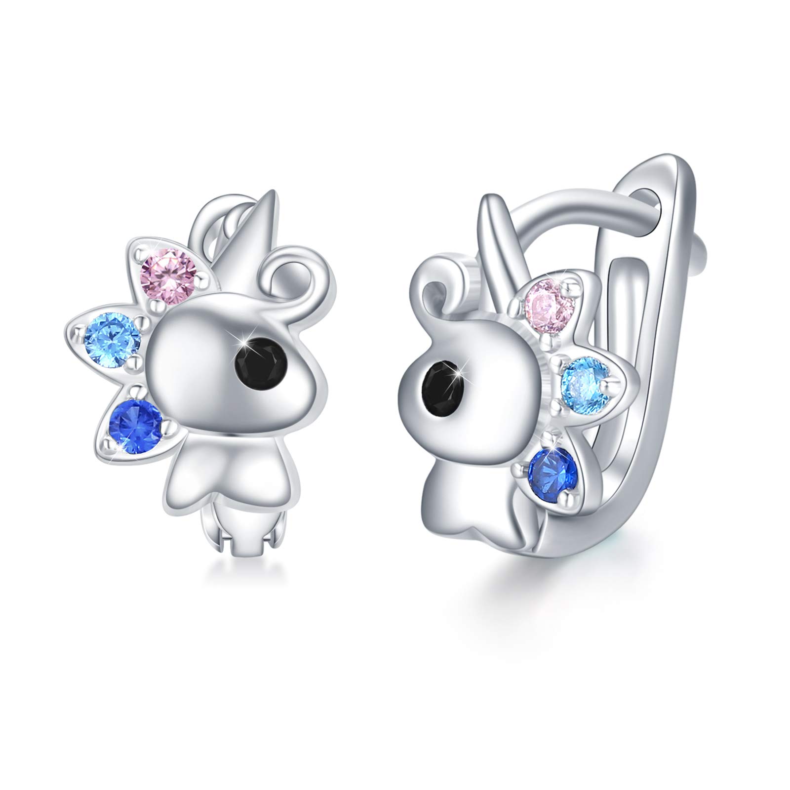 CUOKA MIRACLE Unicorn Earrings 925 Sterling Silver Hoop Earrings for Girls Cute Unicorn Hoop Earrings for Women Kids