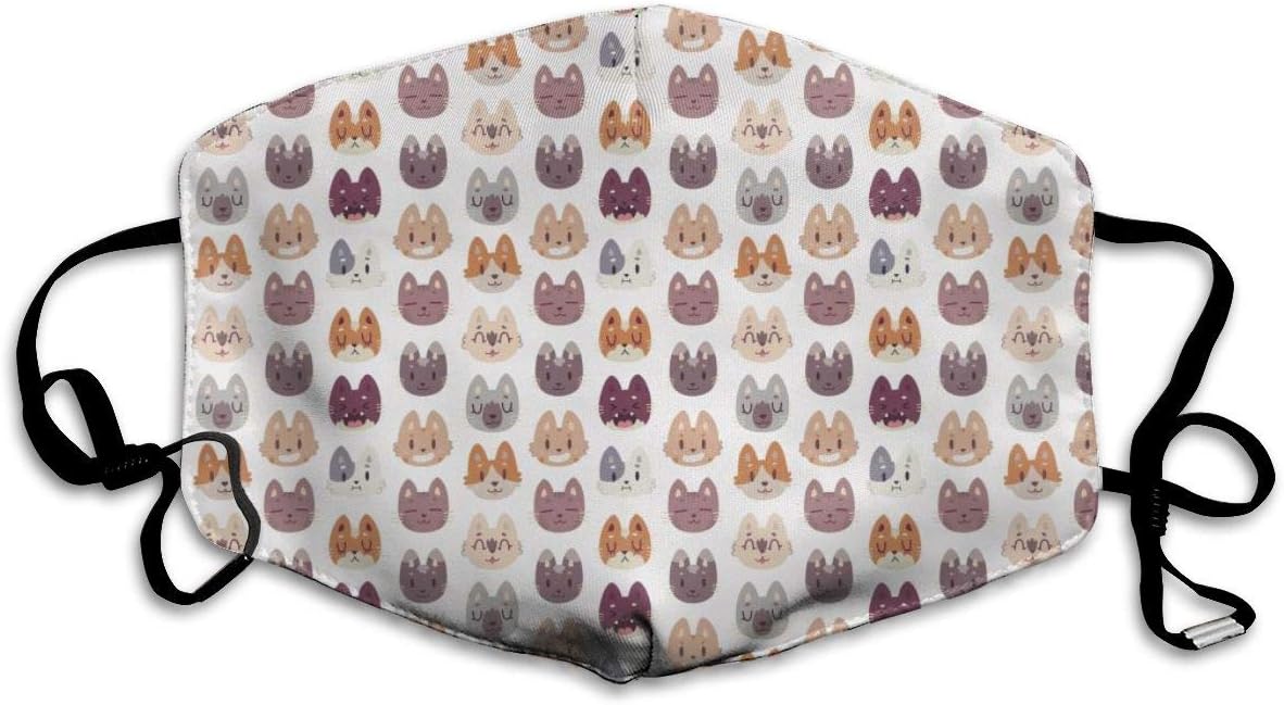 Cute Cat Pattern Dust Mask, Reusable Washable Mouth Masks, Adjustable Warm Face Mask Unique Cover Filters Blocking Pollen Pollution Germs