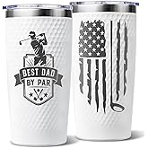 Amutta Best Dad By Par Golf Gifts for Dad - Cool Golf Mug Cup for Golfer, Men, Grandpa, Husband - 20oz Stainless Steel Insulated Coffee Tumbler, Birthday Fathers Day Christmas Presents