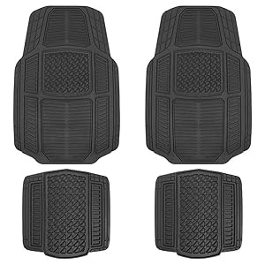 Motor Trend MT824 Black RuggedEarth Car Rubber Floor Mats for Auto Sedan Truck SUV Van - All Weather Deep-Cut Catch-All Liners