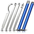Carbide Tipped Wood Turning Tools Set, Latest Lathe Rougher Finisher Swan Neck Hollowing Tools and Interchangeable Aluminum Alloy Grip Handle with Diamond Round Square Carbide Inserts