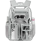 Cusangel Heavy Duty Clear Backpack Clear BookBag,Stadium backpack 16 x11 x5inch TPU Large Capacity See Through Backpack for Sport Events,Travel (Grey)