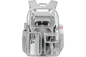 CUSANGEL Heavy Duty Clear Backpack Clear BookBag,Stadium backpack 16 x11 x5inch TPU Large Capacity See Through Backpack for Sport Events,Travel (Grey)