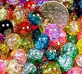 Beading Station 50-Piece Mix Crackle Lampwork Glass Round Beads, 8mm