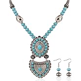 Rustic Couture's Western Turquoise Necklace Jewelry for Women Cowgirl Vintage Necklace
