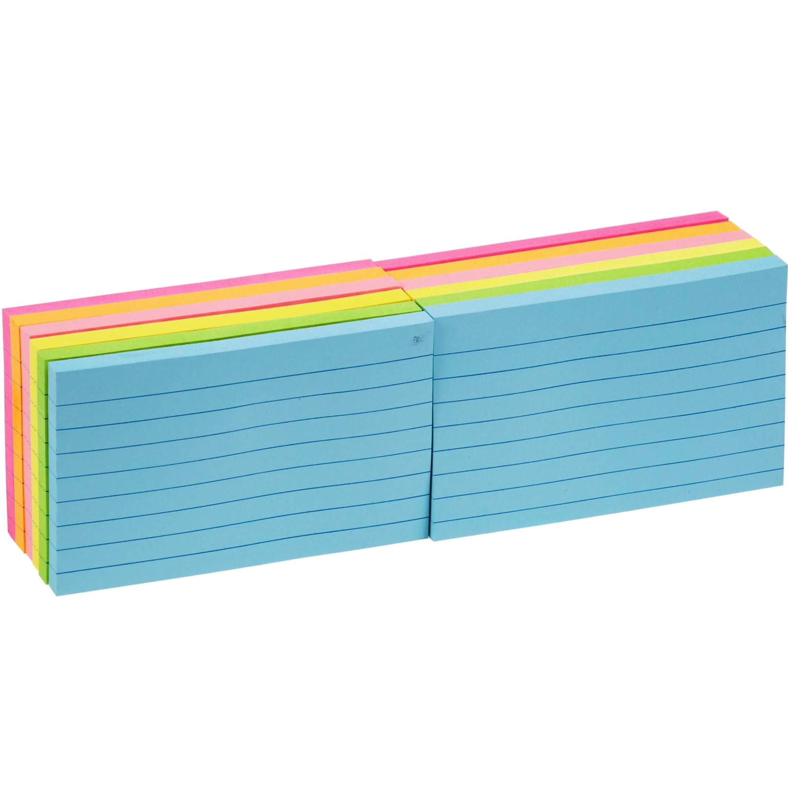 KIFZM 960 Sheets Large Lined Sticky Notes, 76 x 127 mm 6 Brilliant Colors Assorted Self-Stick Pads for Notebook,Office,School and Home,80 Sheets/Pad