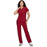 COZYFIT Scrubs for Women Set Medical Uniform - V-Neck Top & Straight Leg Pants with 9 Pockets, Unisex Workwear COZY SCRUBS