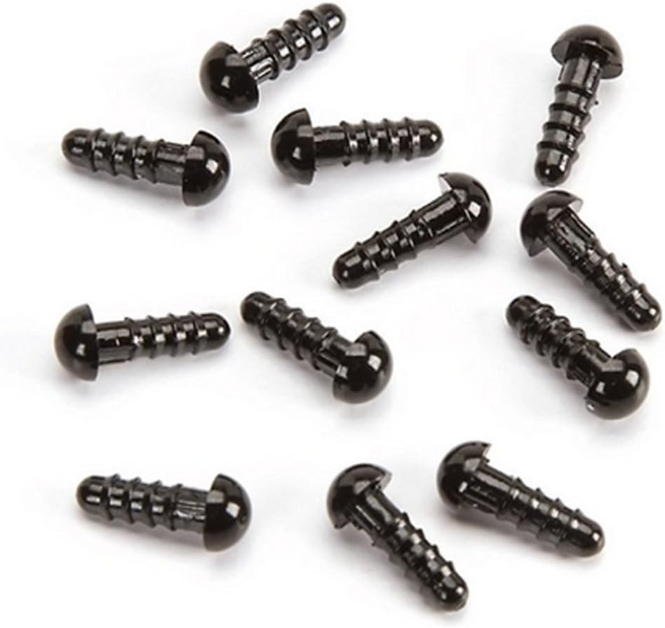100PCS 6MM 1/8 inch Black Plastic Solid Safety Noses Eyes for Bear Puppet Doll Animal Stuffed Toys DIY Sewing Craft