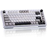 E-YOOSO Z-82 Wireless Mechanical Keyboard, 75% Layout, Hot-Swap Wireless Gaming Keyboard, BT/2.4GHz/Type-C Triple Mode, RGB Backlit Gaming Keyboards, Compatible with Win/Mac (White&Gray&Black)