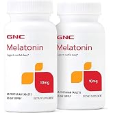 GNC Melatonin 10mg, Supports Restful Sleep, Twin Pack, 60-Day Supply | May Support Restful Sleep, Includes 76mg of Added Calcium, Expertly Formulated with Vegetarian Ingredients