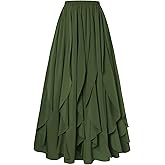 SCARLET DARKNESS Womens Boho Maxi Skirt 2026 Renaissance Long Skirt High Waist Ruffle Flowy Skirts