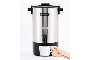 SYBO Commercial Grade Stainless Steel Percolate Coffee Maker, Hot Water Urn for Catering, Hot Beverage Dispenser, 40-Cup, 6L, Metallic