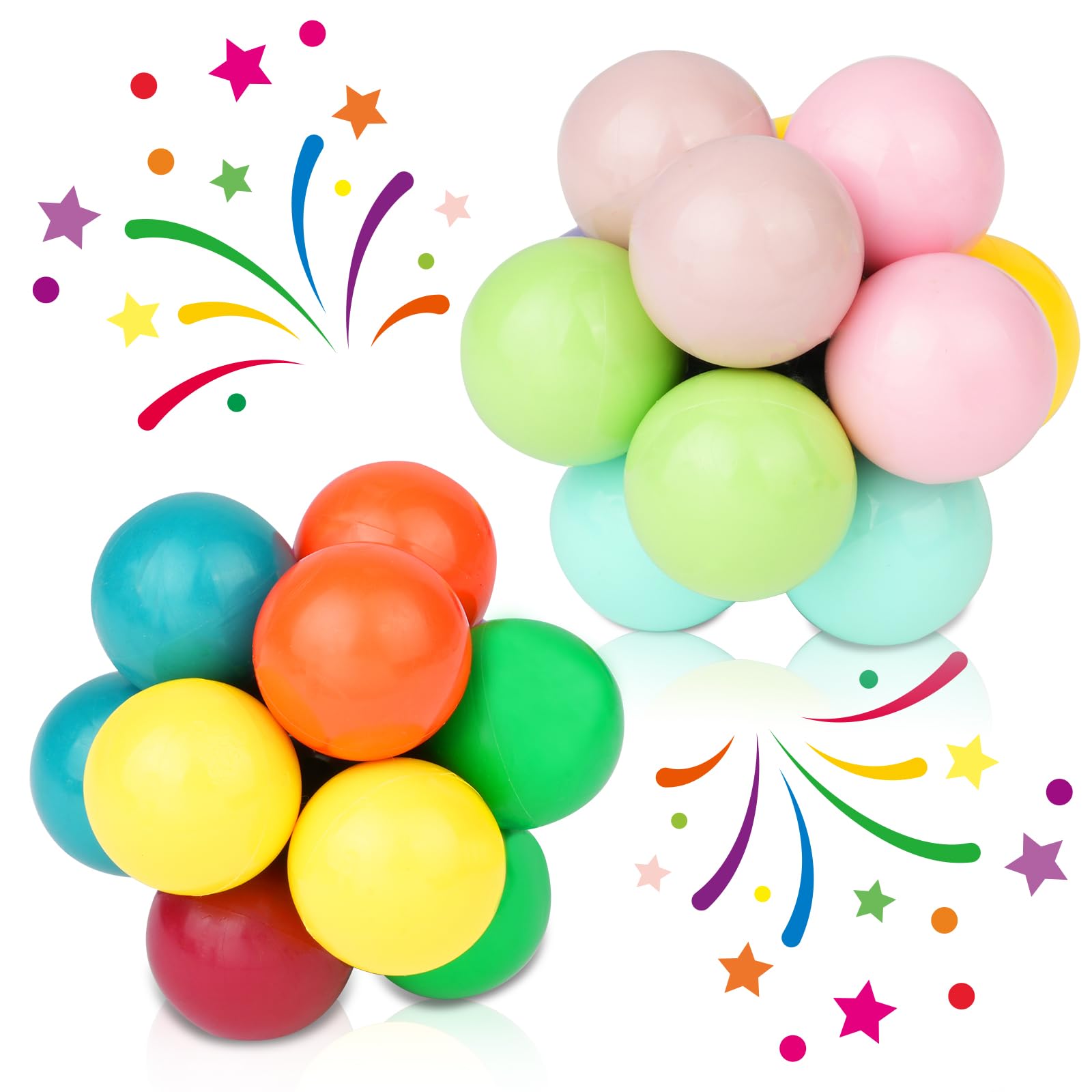 Ainiv 2PCS Sensory Fidget Toys for Kid Toddler, Autism Rainbow Ball ADHD Therapy Cool Desk Toy, Travel Fidget Toy for Toddlers 2-4, Easter Basket Stocking Stuffers Valentine Gift for Kids Adult(Large)