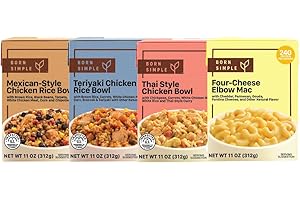 Born Simple Variety Pack – 4-Pack of Prepared Meals | Includes Mexican, Teriyaki, Thai Chicken & Four-Cheese Mac | Ready-to-Eat, Premium Ingredients