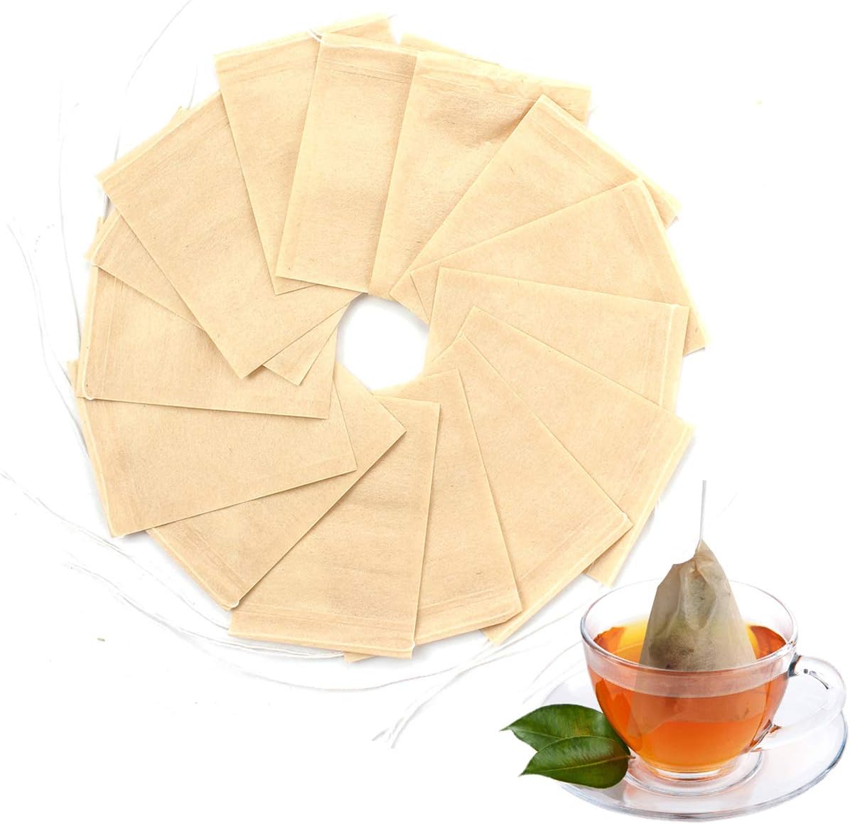 300 Pack Tea Filter Bags Disposable Paper Tea Infuser with Drawstring
