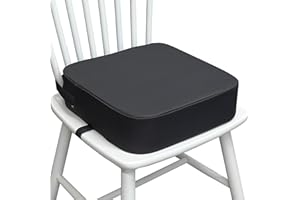 ACXSEO Toddler Booster Seat for Kitchen Chair, 3.5" Oxford Foam Cushion, Non-Slip Base, Adjustable Straps, Portable Dining Booster for Self-Feeding Toddlers at Home or on The Go (Dark Grey)