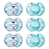 Tommee Tippee Closer to Nature Fun Style Orthodontic Baby Soothie Pacifier, 0-6 Months - Boy, 6 Pack