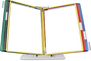 DJOIS® by Tarifold Desktop Display System – Durable Steel Wire Frames, Letter Size, 10 Double-Sided Pockets, 20 Sheet Capacity, Expandable, Assorted Colors (D291)