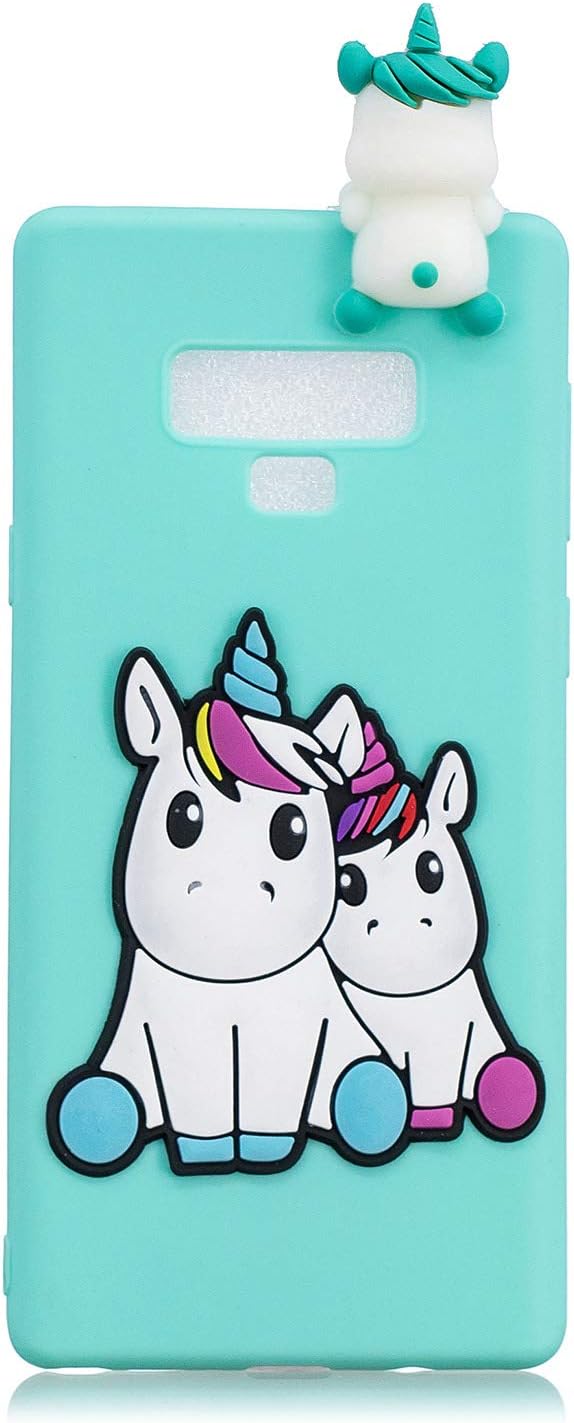 ZCXG Samsung Galaxy Note 9 Case Green Unicorn Silicone Clear View Cover 3D Case Ultra Thin Back Bumper Case Rubber Shockproof Anti-Scratch Slim Soft Cover Slim Fit Crystal