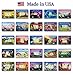 U.S. State Map Postcard Set of 50. Modern post cards variety pack. Postcards with maps of all fifty states of the United States of America. Made in USA.