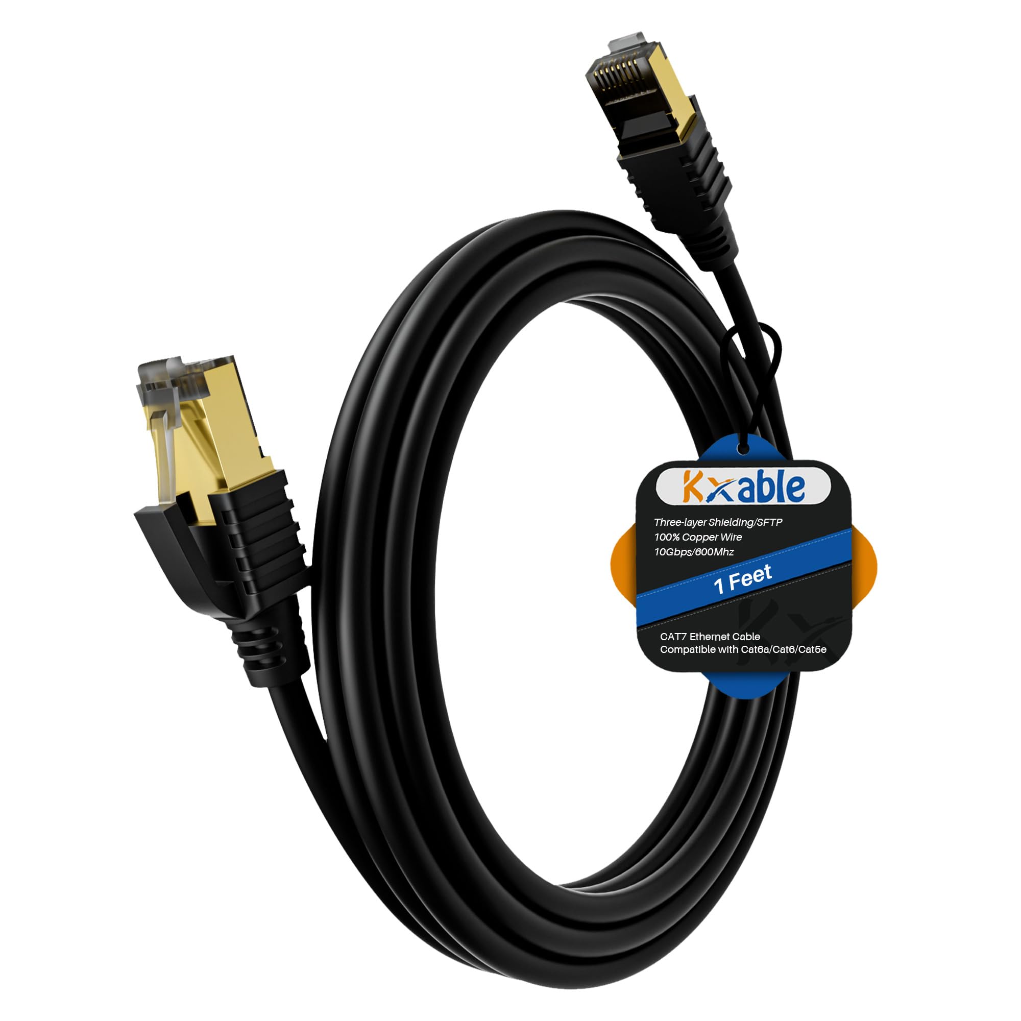 Photo 1 of Cat 7 Ethernet Cable 1 Feet, Cat7 High Speed Internet Cord, CAT7 RJ45 LAN Network Cable, Triple Shielding SFTP 10Gbps 600Mhz Patch Cable, Compatible with CAT6A CAT6 CAT5E CAT5 Cable